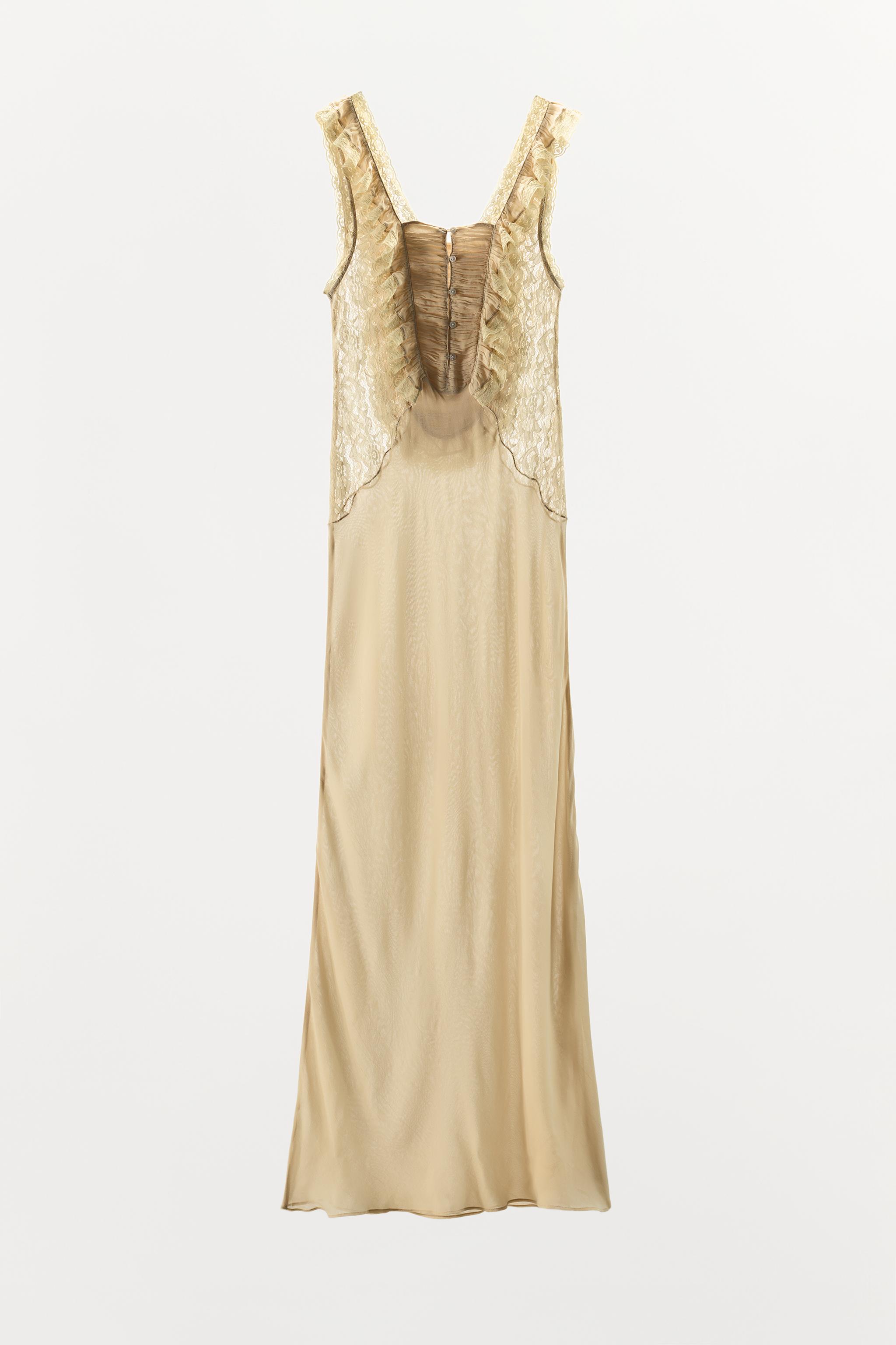 DRAPED LACE MAXI DRESS